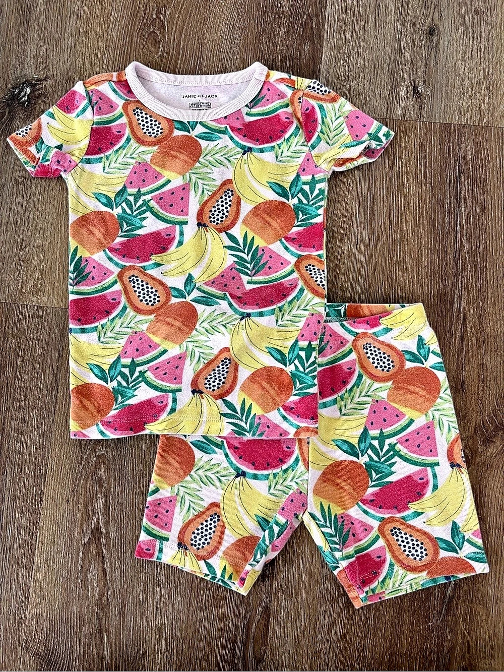 Janie and Jack Tropical Fruit Print Pajama Set Size 4| Summer, Lounging
